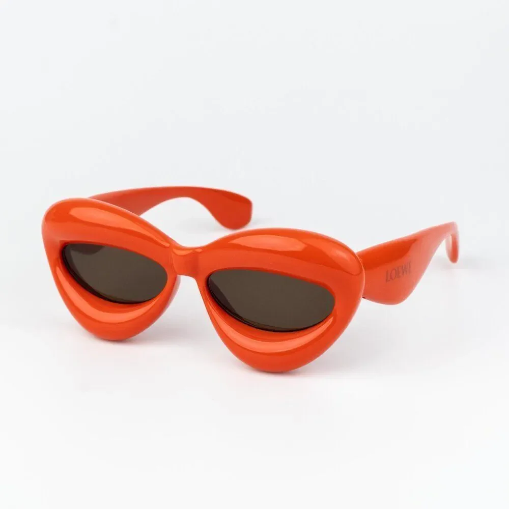 Loewe INFLATED Men Sunglasses Orange Brown Cat Eye LW40097I 42E NEW AUTHENTIC